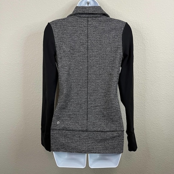Lululemon Daily Yoga Jacket Women's 2 Coco Pique Black Full Double Zip Stretch - Picture 5 of 7